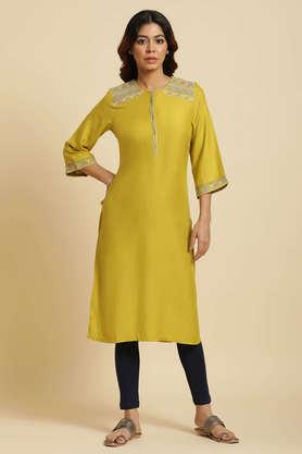 cress green embroidered kurta - green