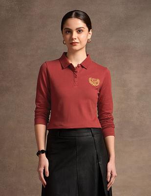 crest logo long sleeve polo shirt