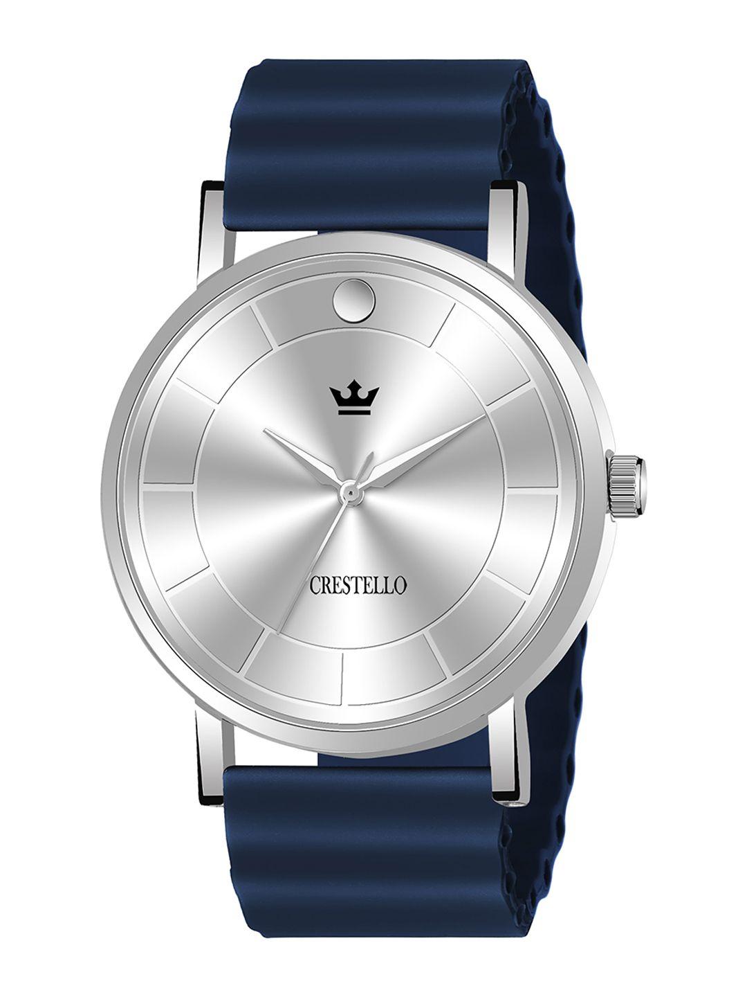 crestello men grey brass dial & bracelet style straps analogue multi function watch cr-wht028slc-blu