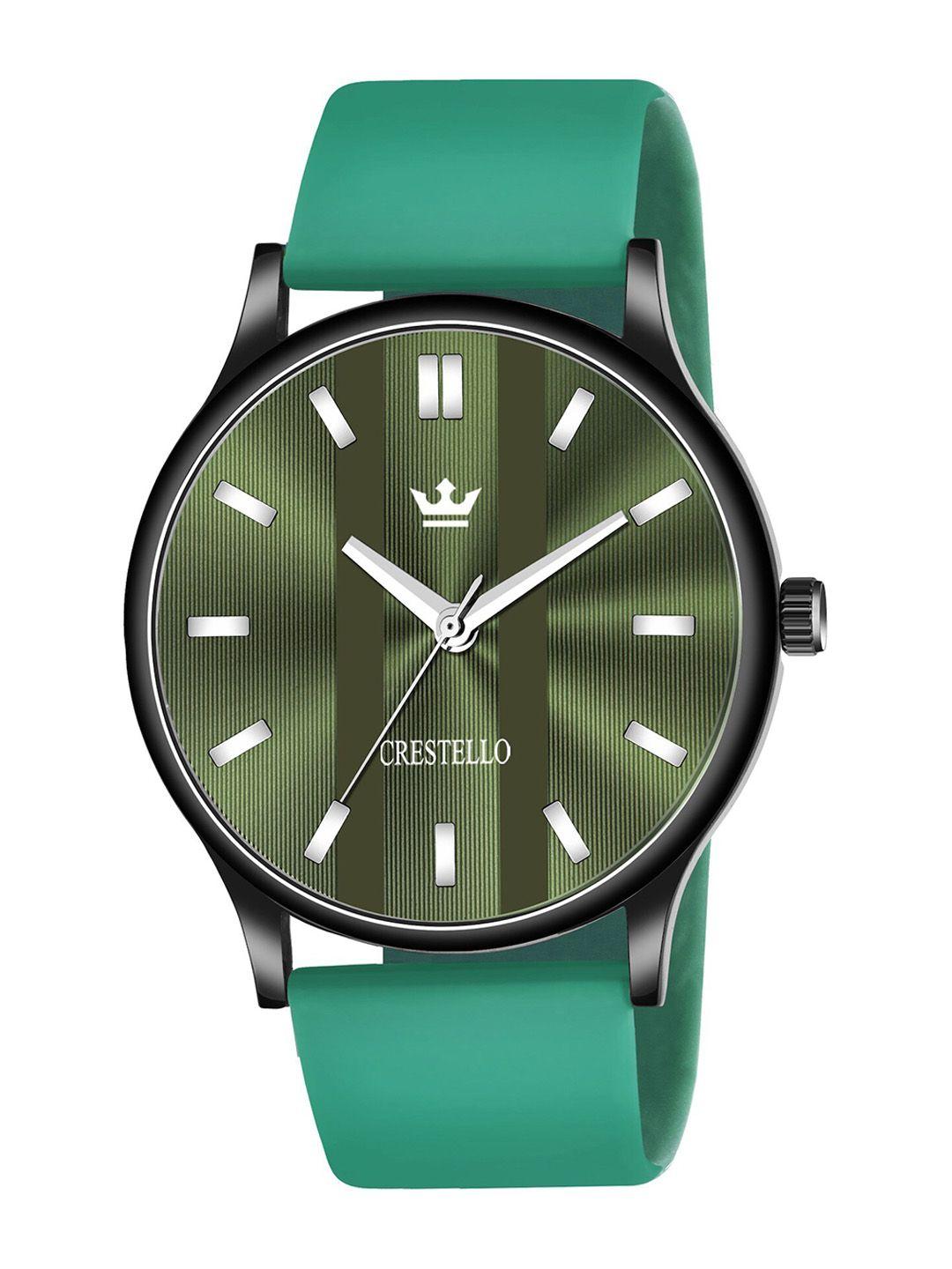 crestello men green brass dial & green straps analogue watch cr-bk014