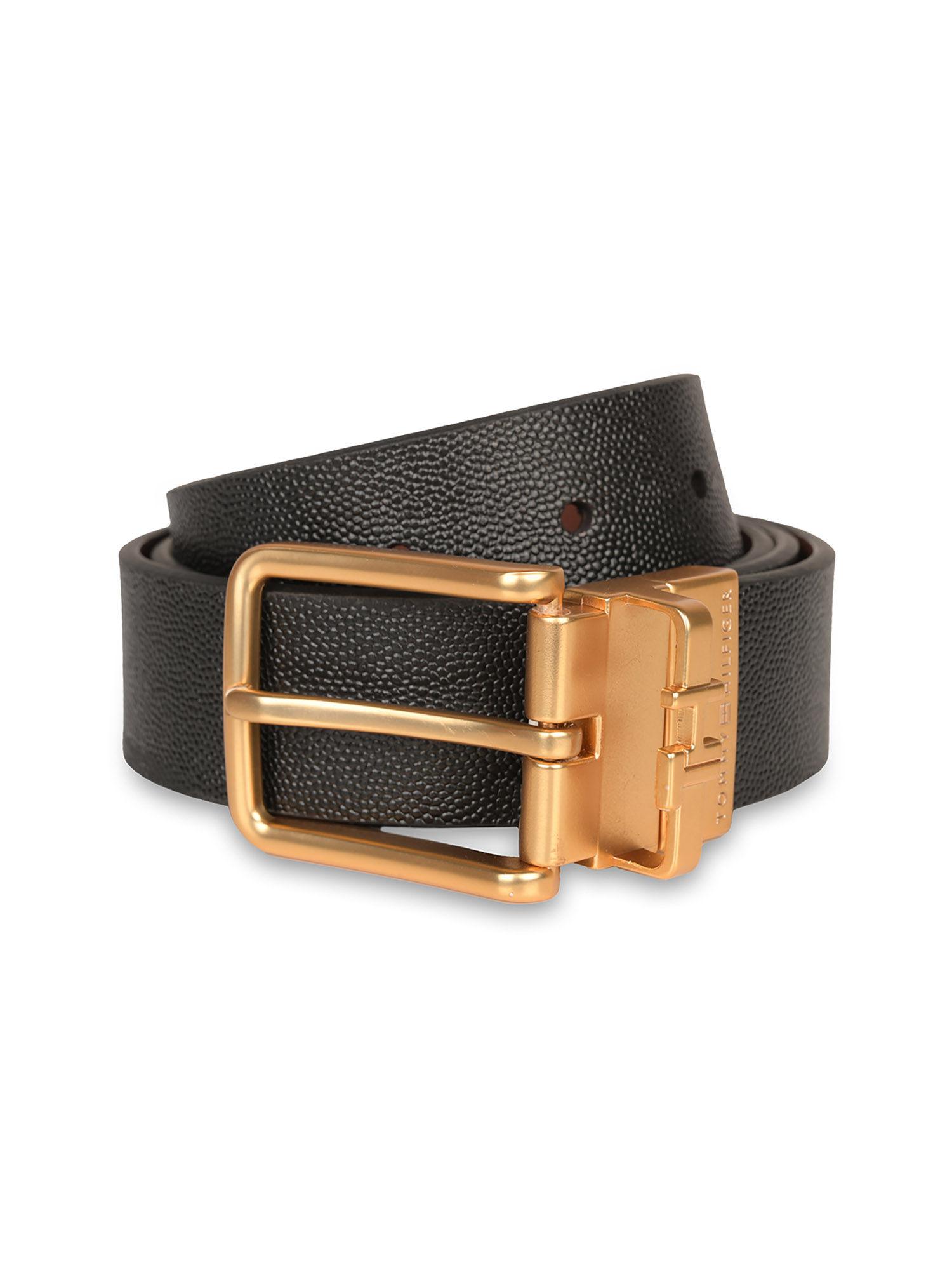creswood men leather reversible belt - black & tan