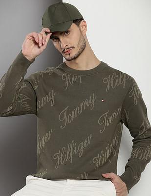 crew neck typographic sweater