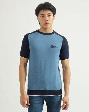 crew-neck t-shirt with brand embroidery