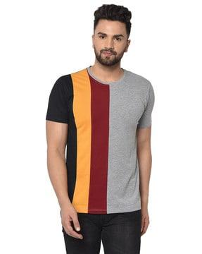 crew-neck t-shirt with contrast panels