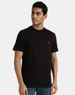 crew-neck t-shirt with logo embroidery