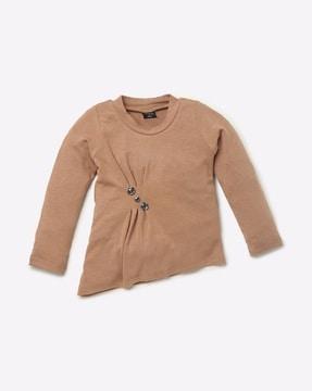 crew-neck top with button accents