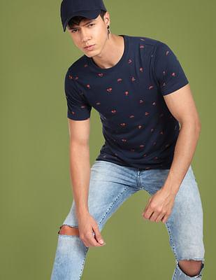 crew neck all over floral print t-shirt