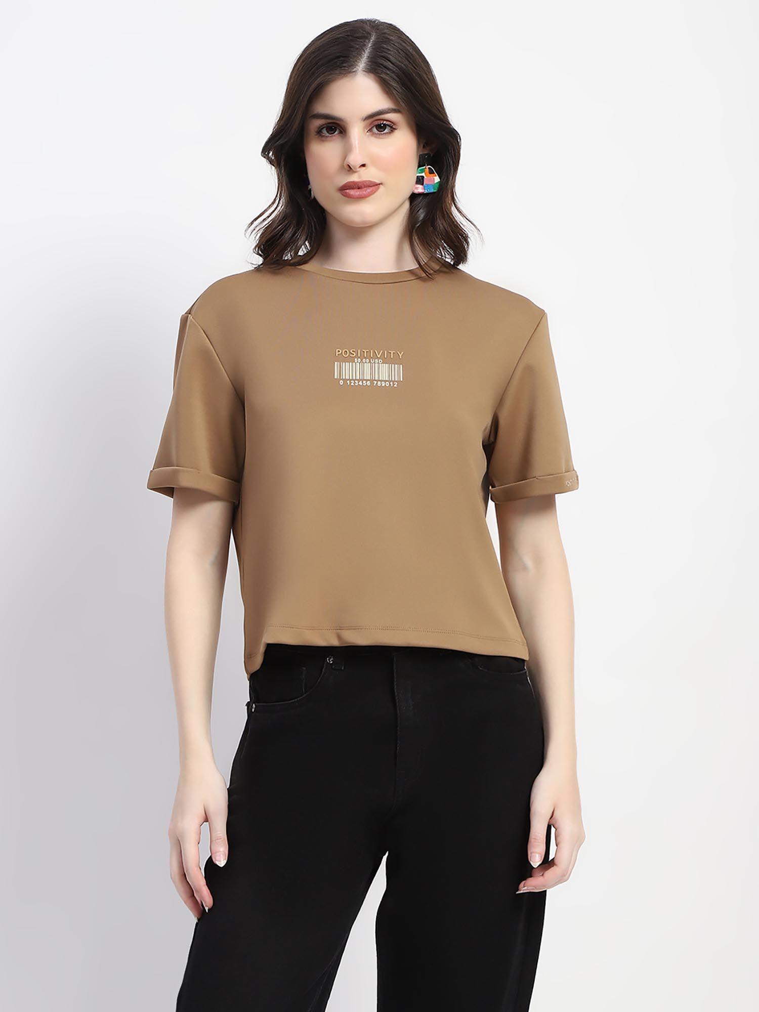 crew neck beige t-shirt