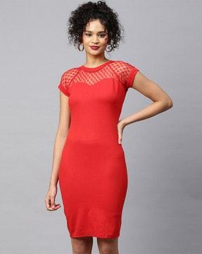 crew-neck bodycon dress