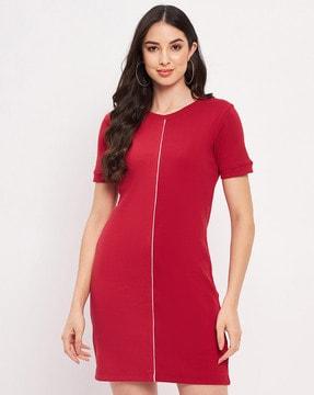 crew-neck bodycon dress