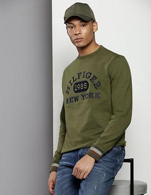 crew neck brand embroidered sweatshirt