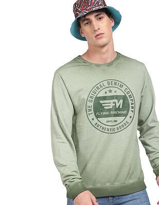 crew neck brand print cotton sweatshirt