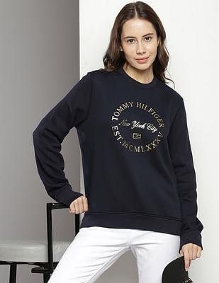 crew neck brand print sweatshirt