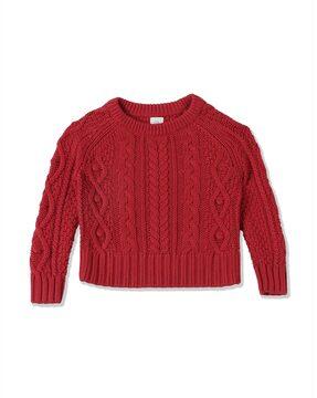 crew-neck cable knit sweater