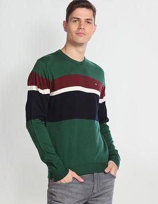 crew neck colour block sweater