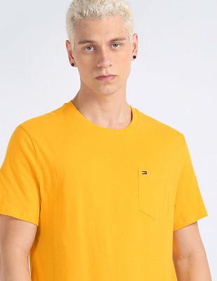 crew neck cotton patch pocket t-shirt