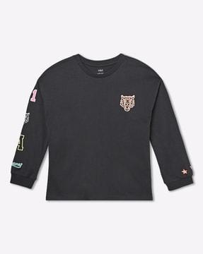 crew-neck cotton t-shirt with embroidered badge