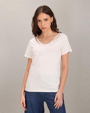 crew-neck cotton top