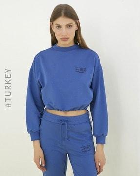 crew-neck crop sweatshirt