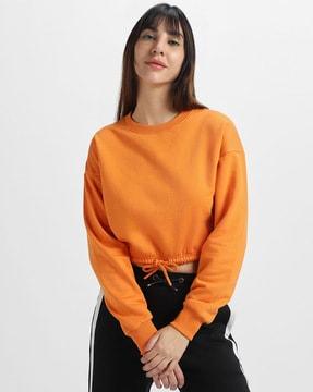 crew-neck crop sweatshirt