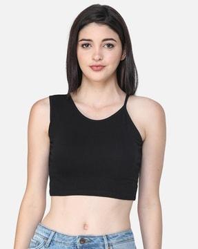 crew-neck crop top