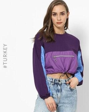 crew-neck cropped sweatshirt with drop shoulders