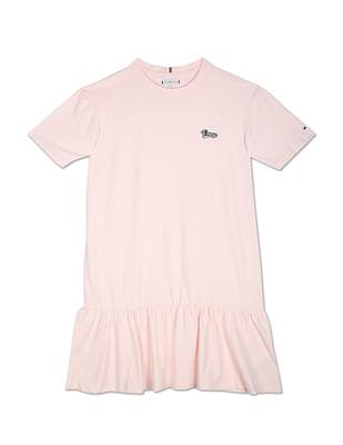 crew neck embroidered logo t-shirt dress