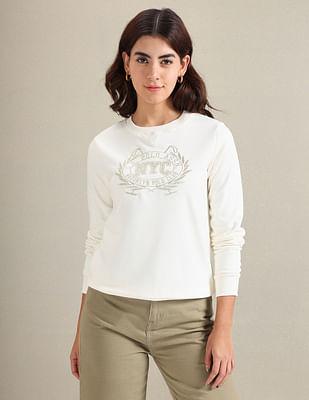 crew neck embroidered sweatshirt