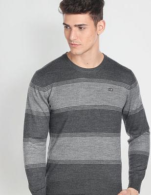 crew neck horizontal stripe sweater