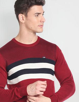 crew neck horizontal stripe sweater