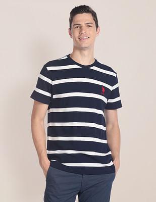 crew neck horizontal stripe t-shirt