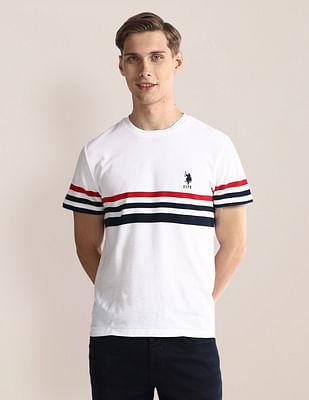 crew neck horizontal stripe t-shirt