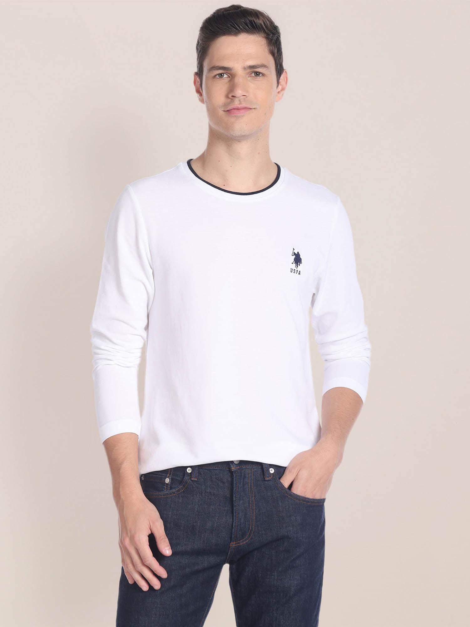 crew neck long sleeve solid t-shirt