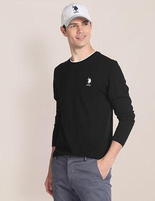 crew neck long sleeve solid t-shirt