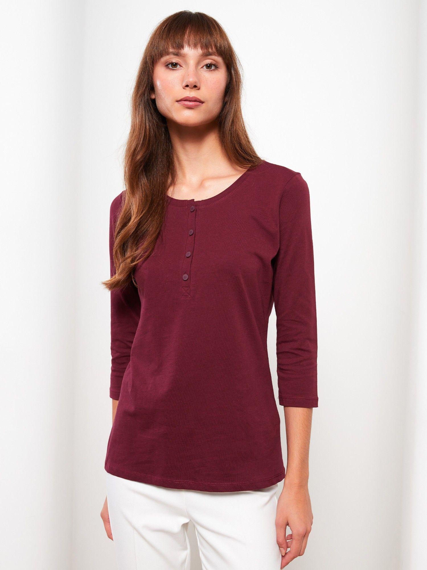 crew neck plain cotton womens t-shirt