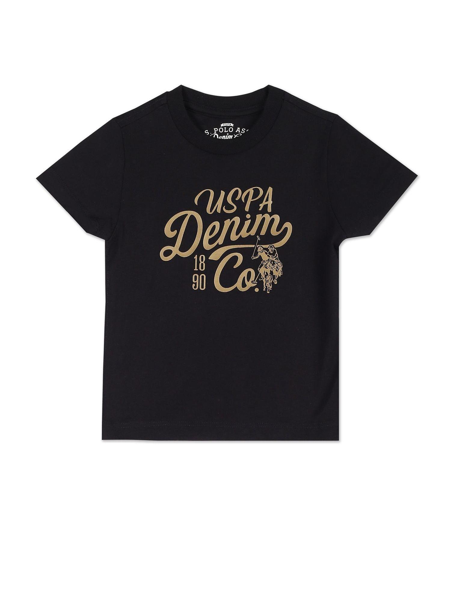 crew neck printed t-shirt black