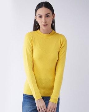 crew-neck pullover with ribbed hems