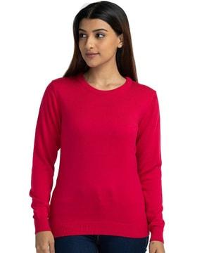 crew-neck pullover with ribbed hems