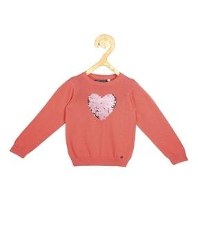 crew-neck pullover with sequin embellishments