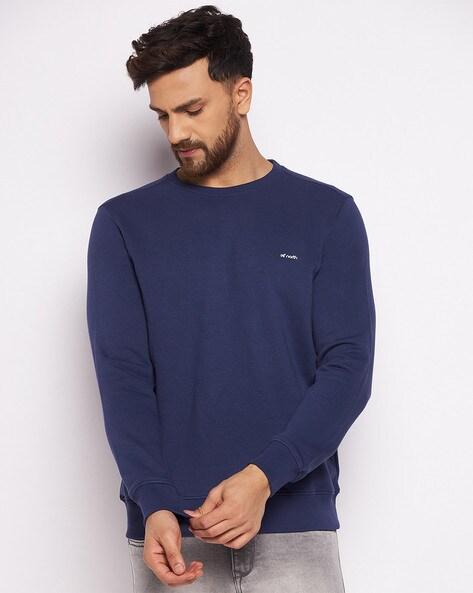 crew-neck ribbed hems sweatshirt