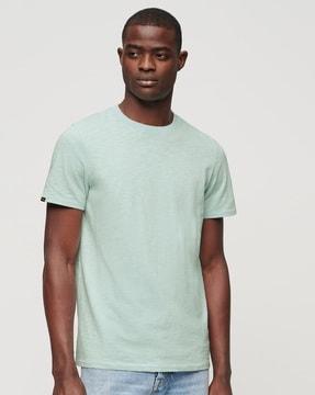 crew-neck slub short sleeve t-shirt