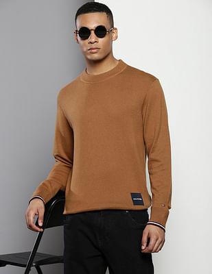 crew neck solid sweater