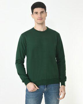 crew-neck solid sweatshirt