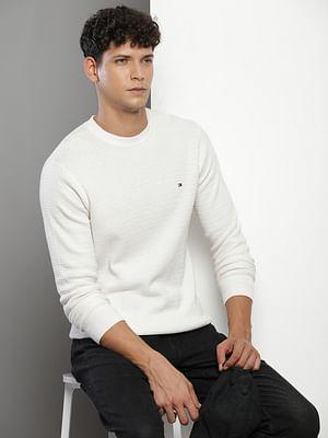 crew neck structure sweater