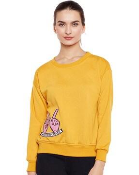 crew-neck sweatshirt with applique