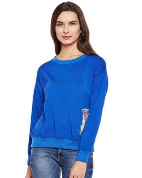 crew-neck sweatshirt with applique