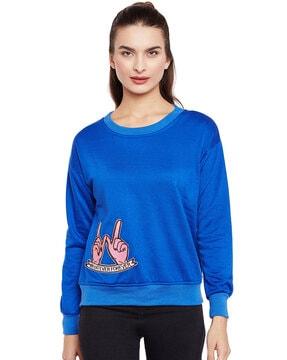 crew-neck sweatshirt with applique