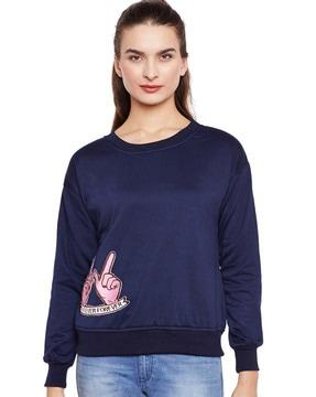 crew-neck sweatshirt with applique