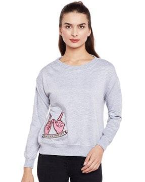 crew-neck sweatshirt with applique