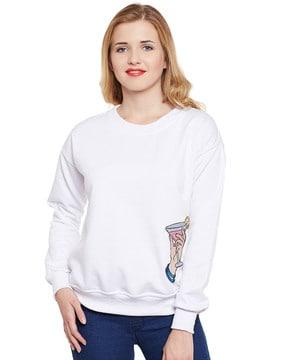 crew-neck sweatshirt with applique